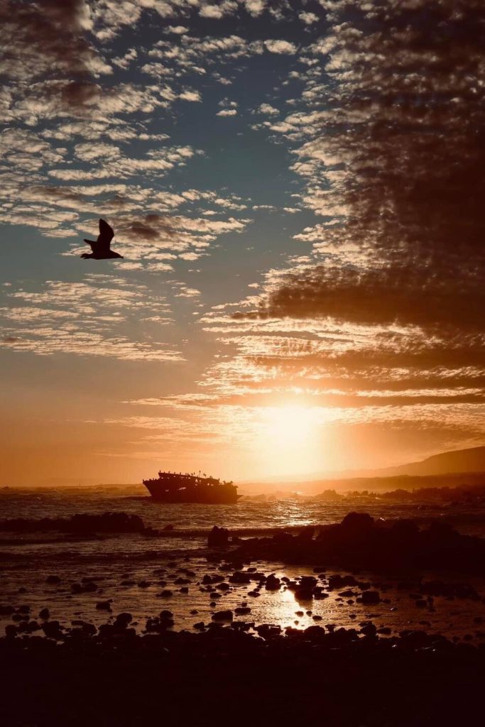 The Meisho Maru Shipwreck at Sunset, Cape Agulhas, image taken by the 'Captivated Traveler'.